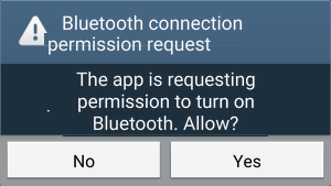Request to turn on Bluetooth in Android