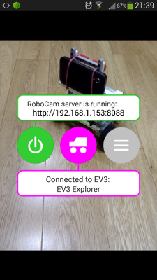 RoboCam is connected to the EV3