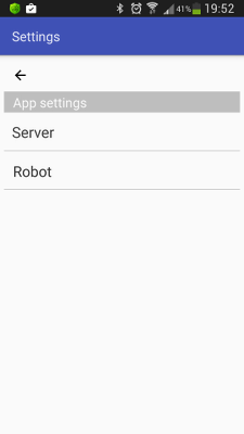 Choosing a settings section in RoboCam