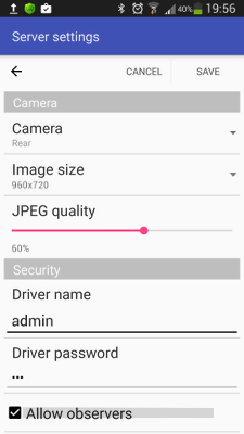 RoboCam server settings