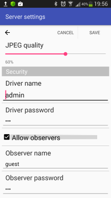 Observer settings in RoboCam
