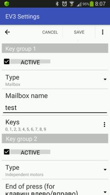 An example of a configured "Mailbox" key group in RoboCam