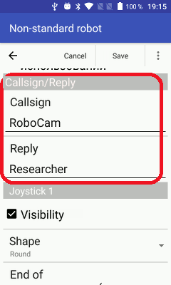 Setting the callsign and reply for the robot