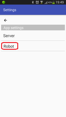 Robot settings in the RoboCam app