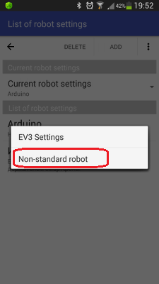 The "Non-standard robot" menu item in RoboCam