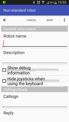 Empty non-standard robot settings in RoboCam
