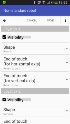 Joystick settings in the RoboCam app