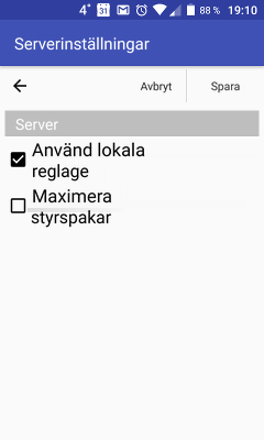 Slå på lokala reglage i RoboCam