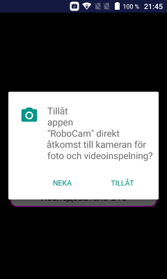 Tillstånd att slå på kameran i Android 6