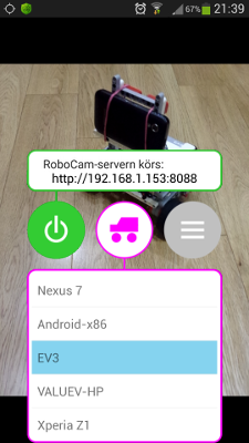 Välja EV3 bland Bluetooth-parkopplade enheter i RoboCam