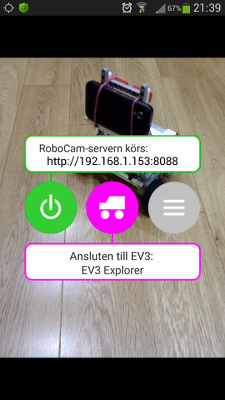 RoboCam är ansluten till EV3