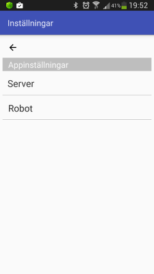 Välja ett inställningsavsnitt i RoboCam