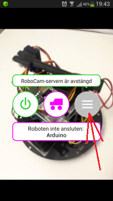 Inställningsknappen i RoboCam