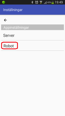 Robotinställningar i appen RoboCam