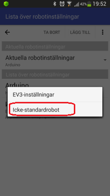 Menyalternativet "Icke-standardrobot" i RoboCam