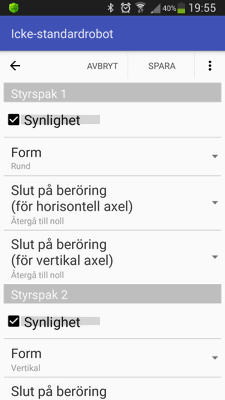 Styrspaksinställningar i appen RoboCam