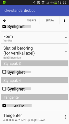 Ställa in tangenter för en icke-standardrobot i RoboCam